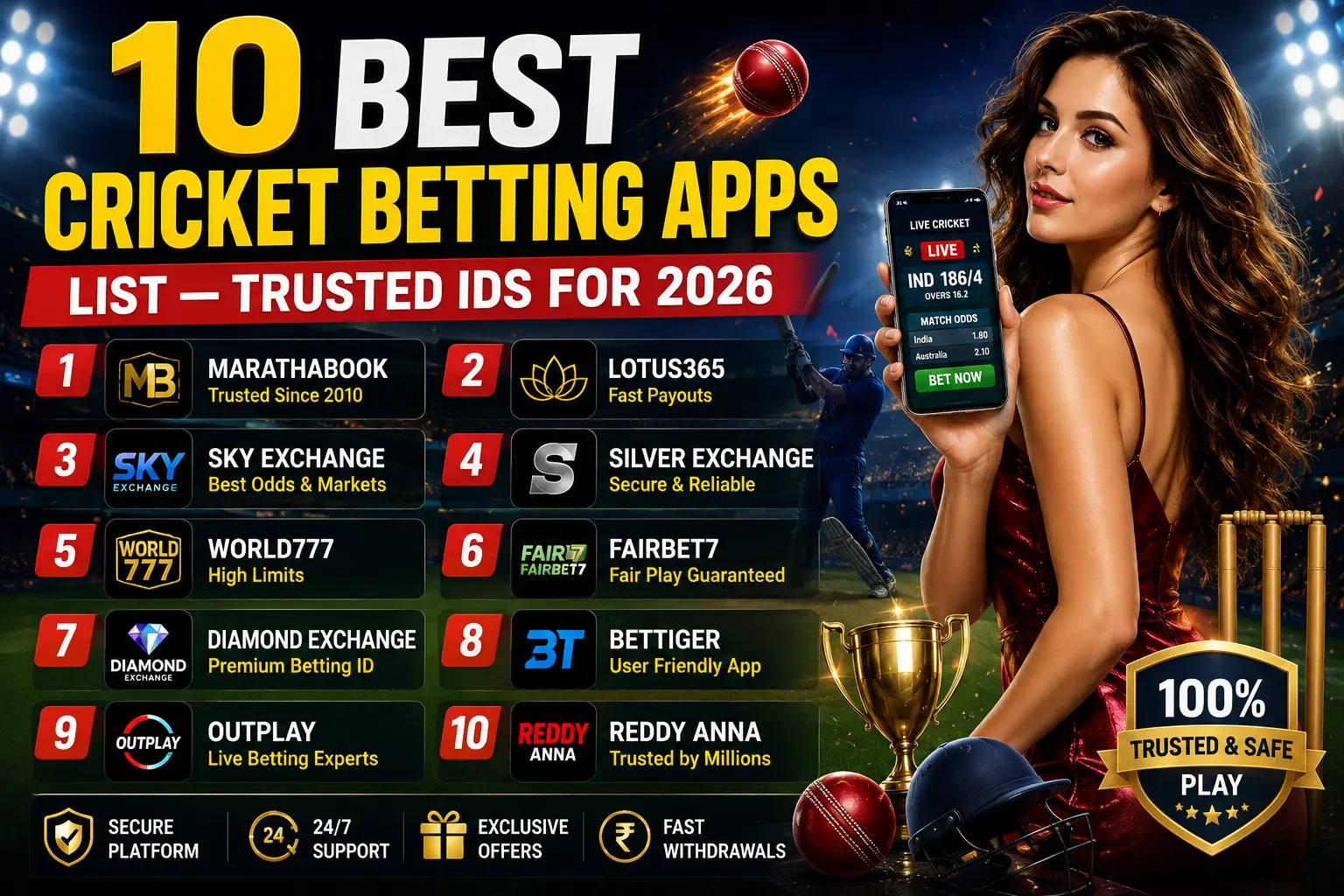 10 Best Cricket Betting Apps List — Trusted IDs for 2026