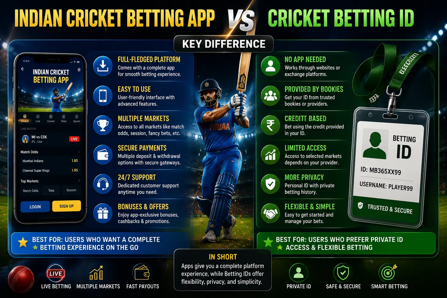 Indian Cricket Betting App vs Cricket Betting ID — Key Difference